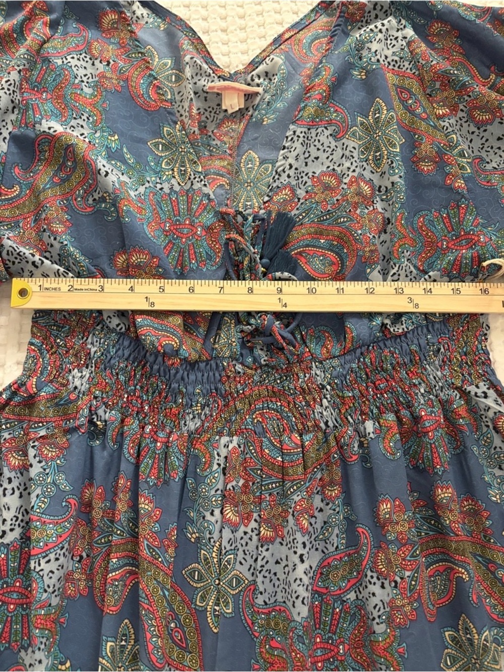 Anthropologie Boemo Blue Paisley Tiered Maxi Dress Cottagecore Prairie Paisley - Picture 9 of 10